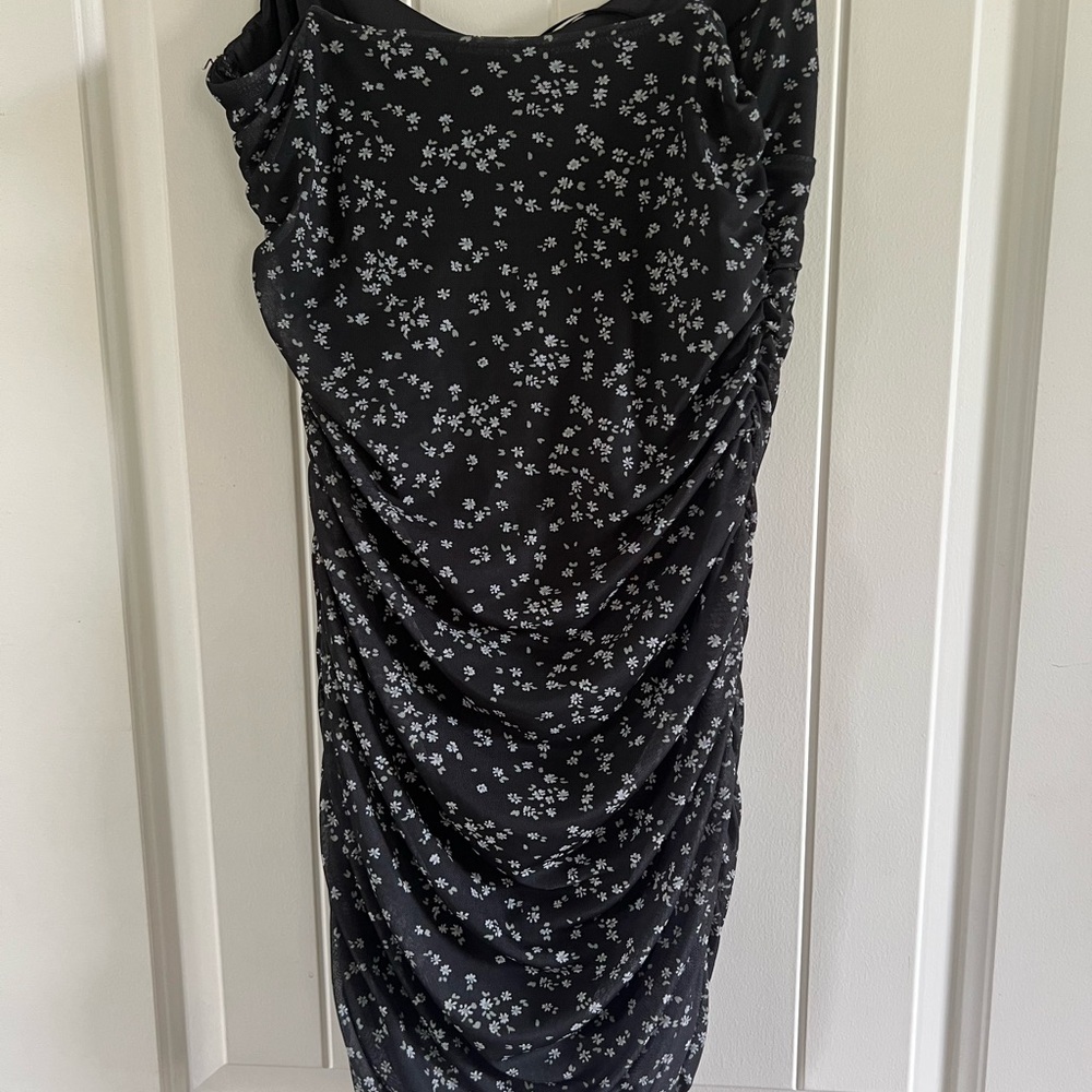Garage Black and Silver Ruched Bodycon Mini Dress